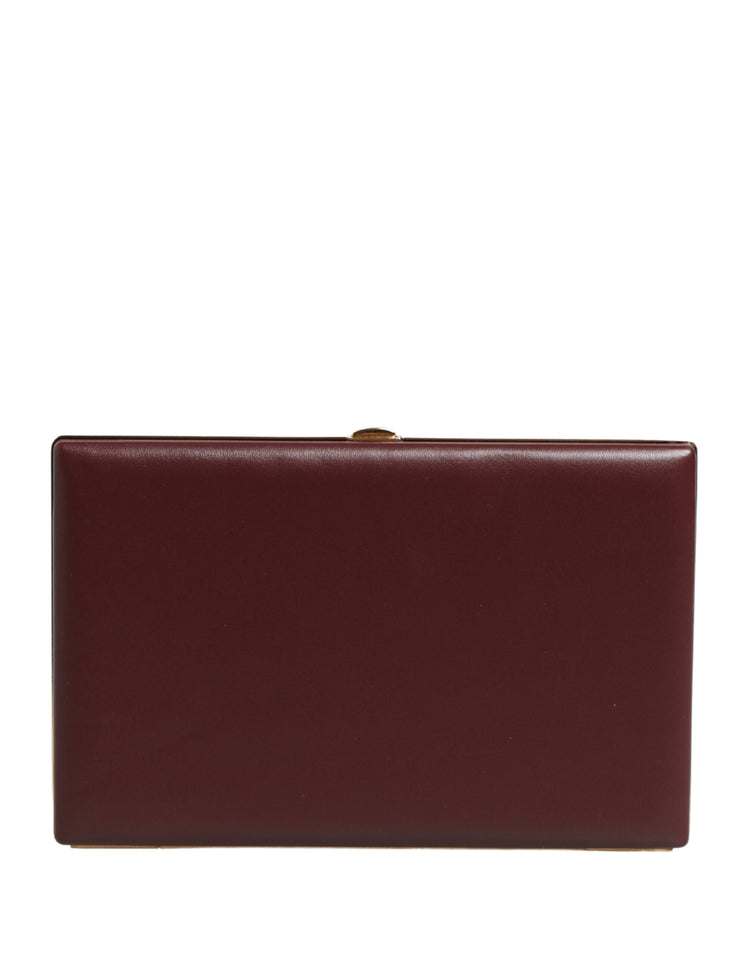 Brown Calfskin Leather Clutch Evening Women Purse Bag