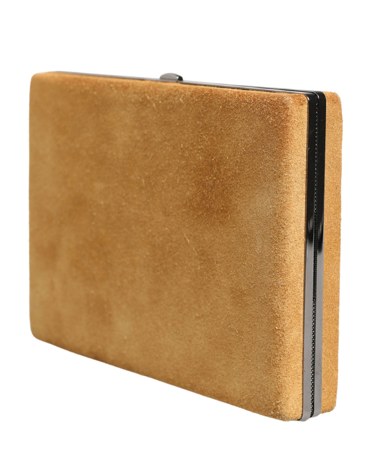 Beige Velvet Calf Leather Clutch Evening Women Purse Bag