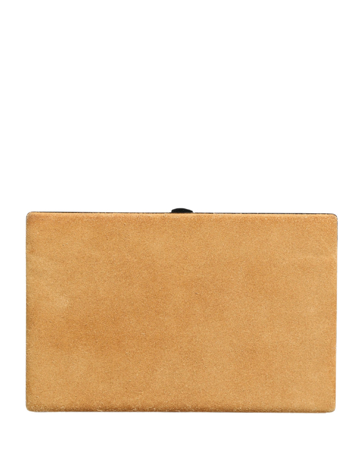 Beige Velvet Calf Leather Clutch Evening Women Purse Bag