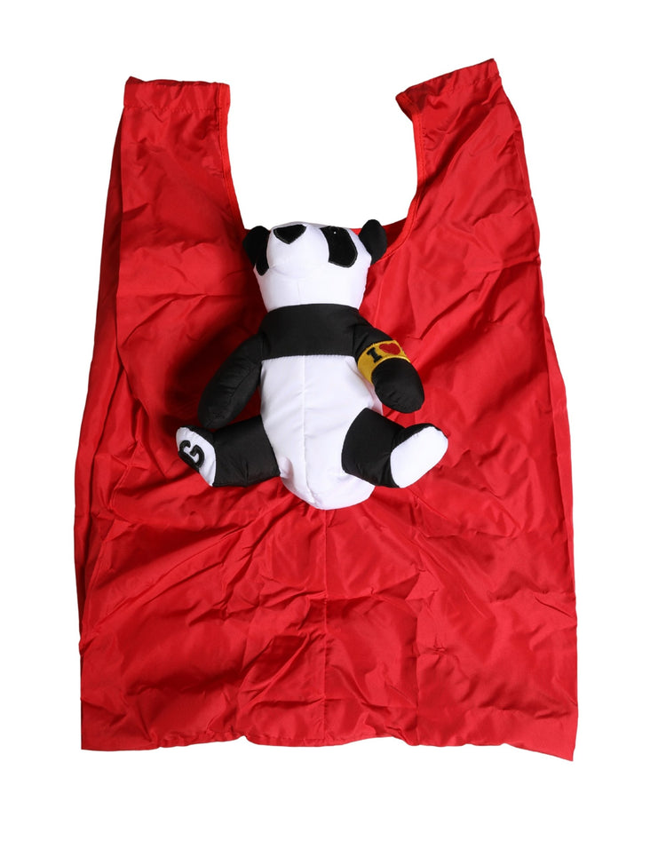 Men Red Polyester Panda Stuffed Ecobag Tote Borse Bag