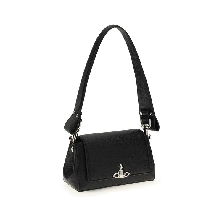 Black Polyurethane Shoulder Bag
