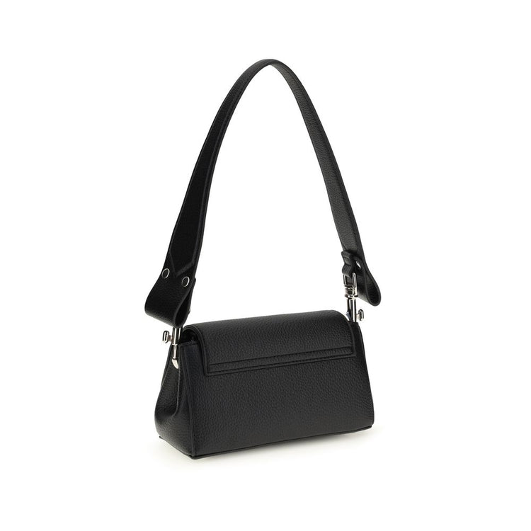 Black Polyurethane Shoulder Bag