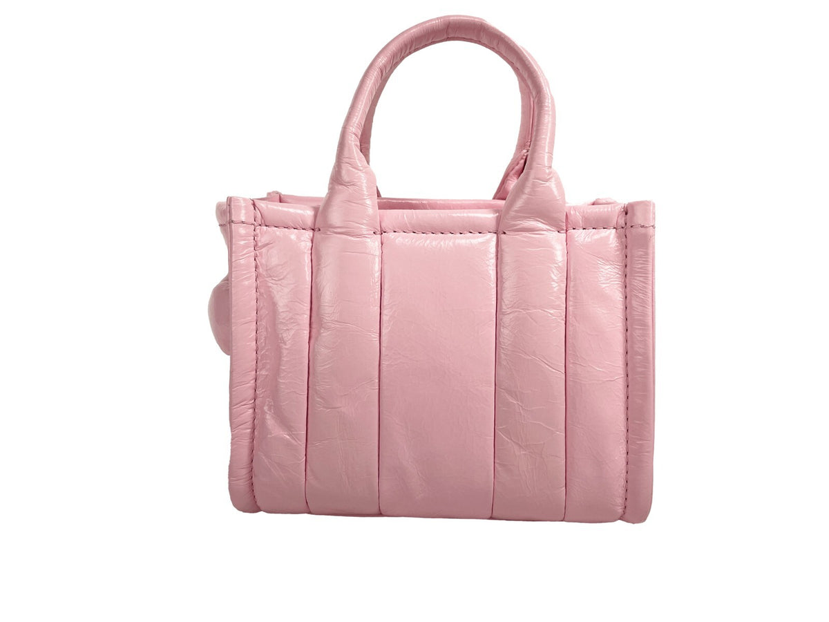 Marc Jacobs The Shiny Crinkle Micro Tote Bubblegum Leather Crossbody