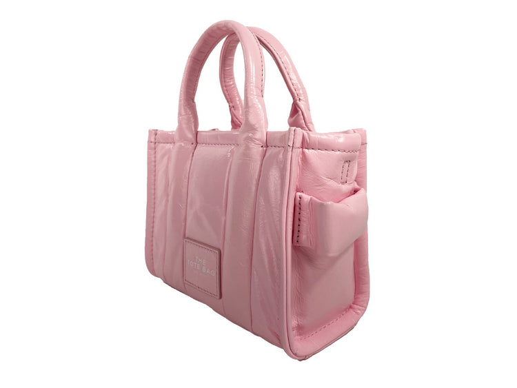 Marc Jacobs The Shiny Crinkle Micro Tote Bubblegum Leather Crossbody