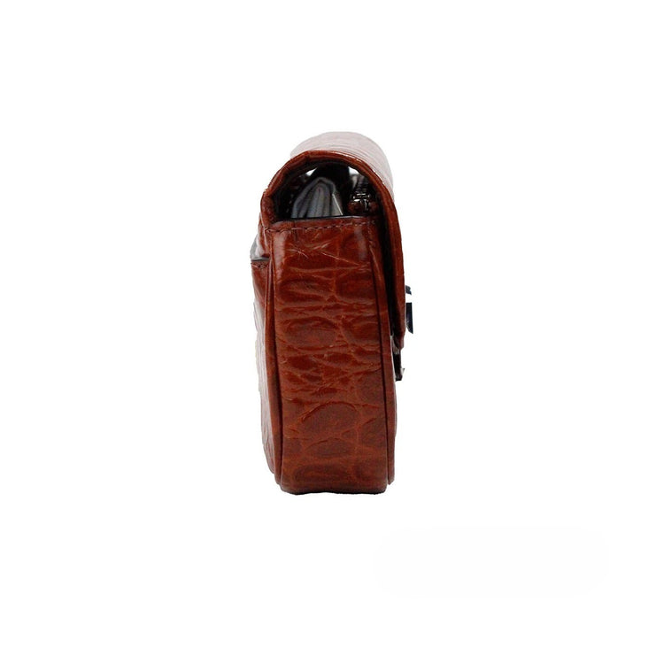 Marc Jacobs The Mini Shoulder Bag Spice Brown Embossed Leather Crossbody Bag