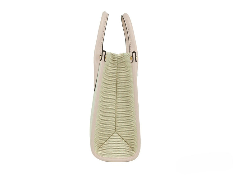 Michael Kors Mirella Small Powder Blush Canvas Shopper Crossbody Handbag Purse