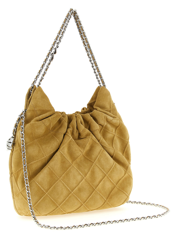 Borsa a spalla in pelle di vitello beige
