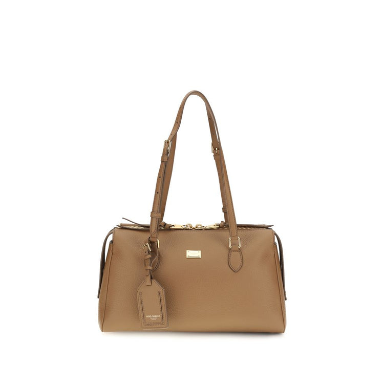 Beige Calf Leather Bos Taurus Handbag