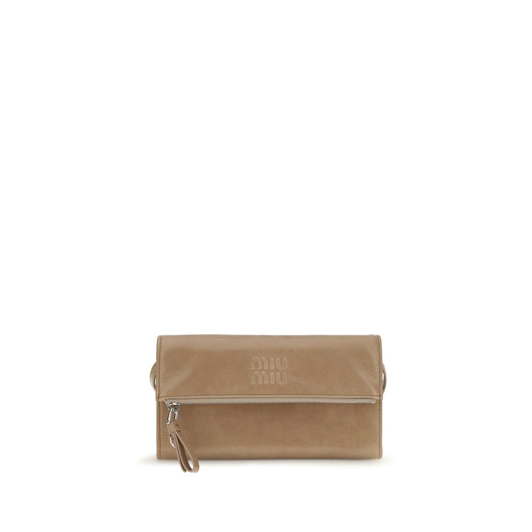 Beige Calf Leather Bos Taurus Clutch Bag