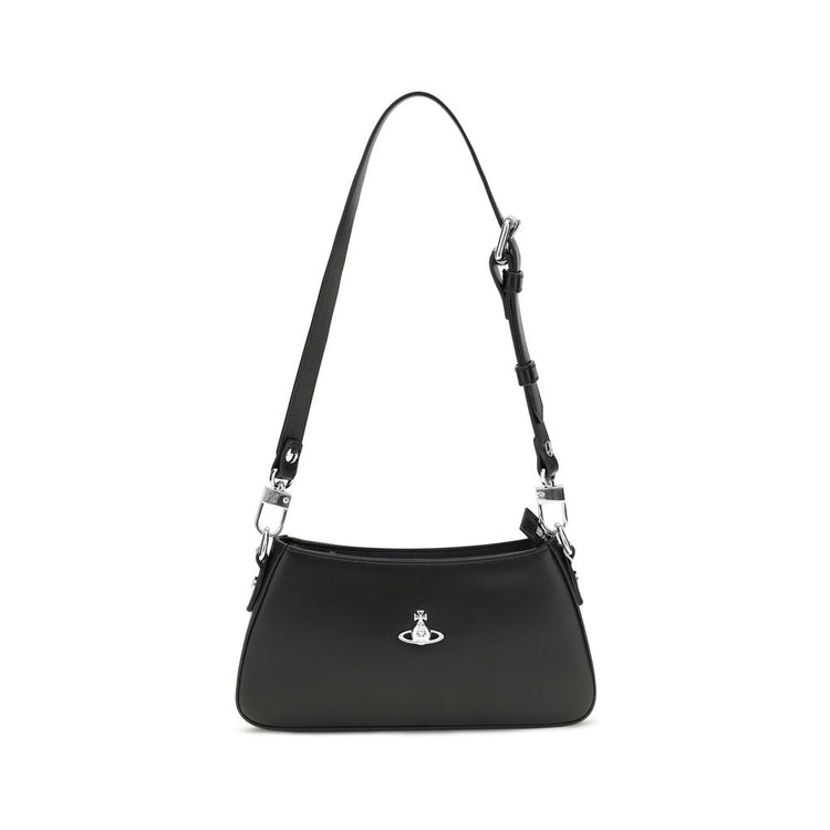 Black Polyester Shoulder Bag