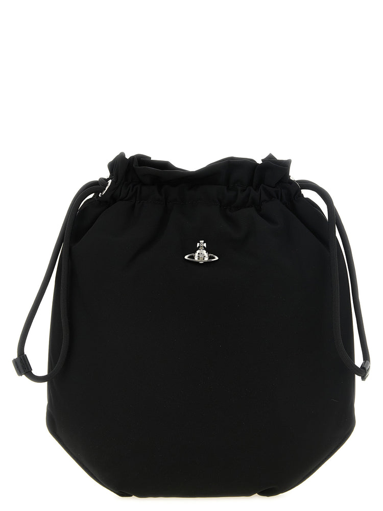 Black Polyester Clutch Bag