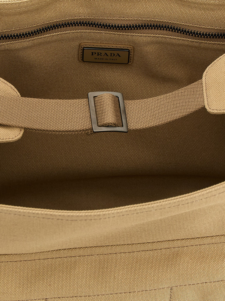 Beige Cotton Crossbody Bag