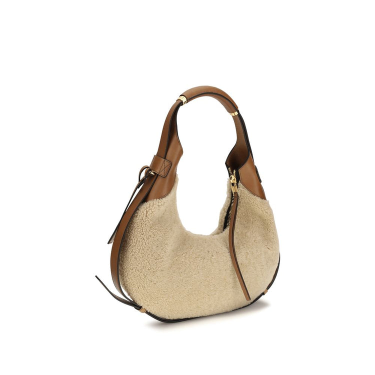 Beige Lambskin Shoulder Bag