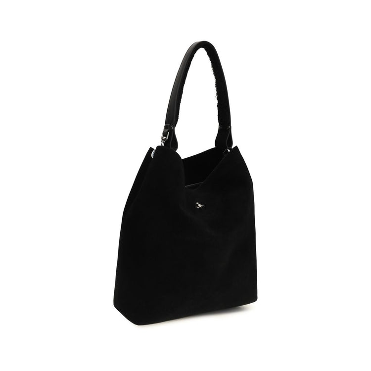 Black Suede Leather Shoulder Bag