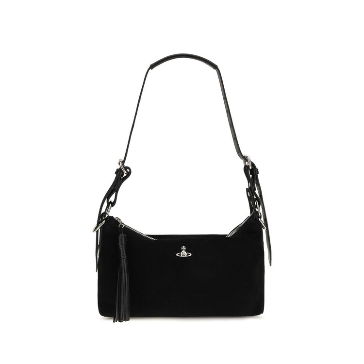 Black Suede Leather Shoulder Bag