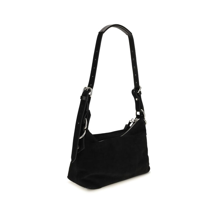 Black Suede Leather Shoulder Bag