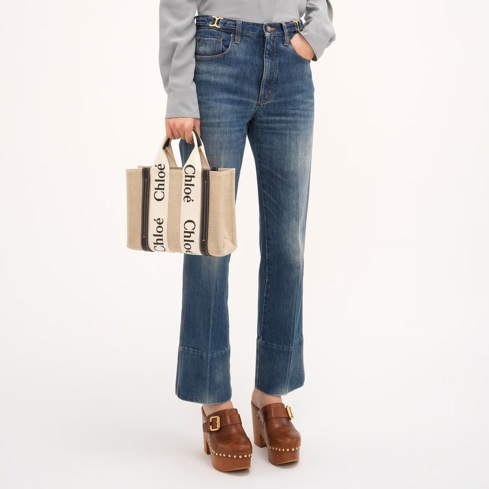 Beige Linen Tote Bag