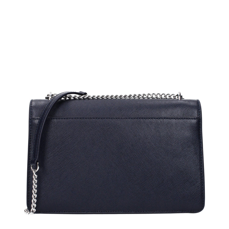 Blue Leather Crossbody Bag