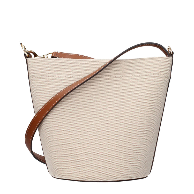 Beige Fabric Crossbody Bag