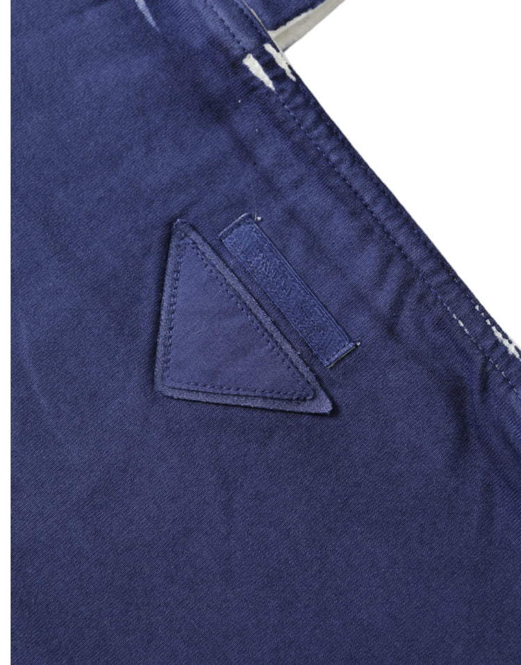 Blue Jersey Fabric Logo Shoulder Shopping Tote Shopping Bag
