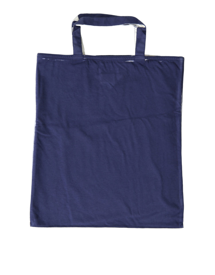 Blue Jersey Fabric Logo Shoulder Shopping Tote Shopping Bag