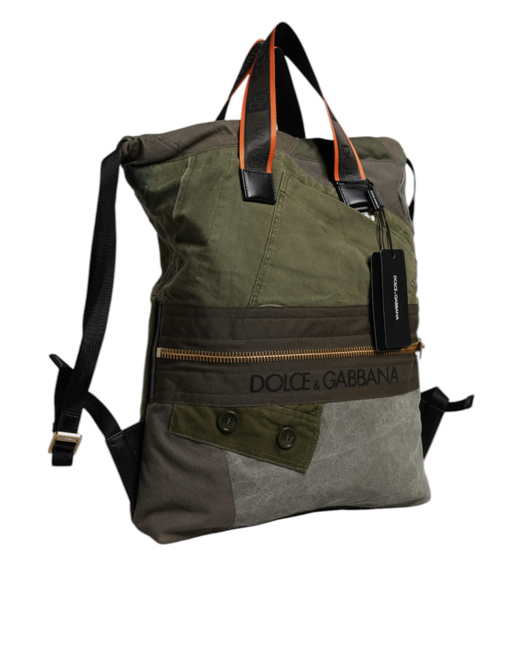 Military Green Patchwork Rucksack Backpack Bag