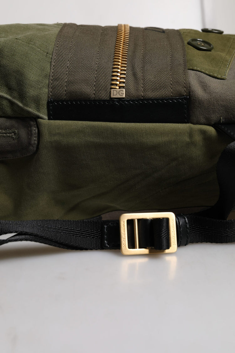 Military Green Patchwork Rucksack Backpack Bag