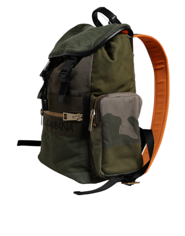 Military Green Patchwork Travel Backpack Bag