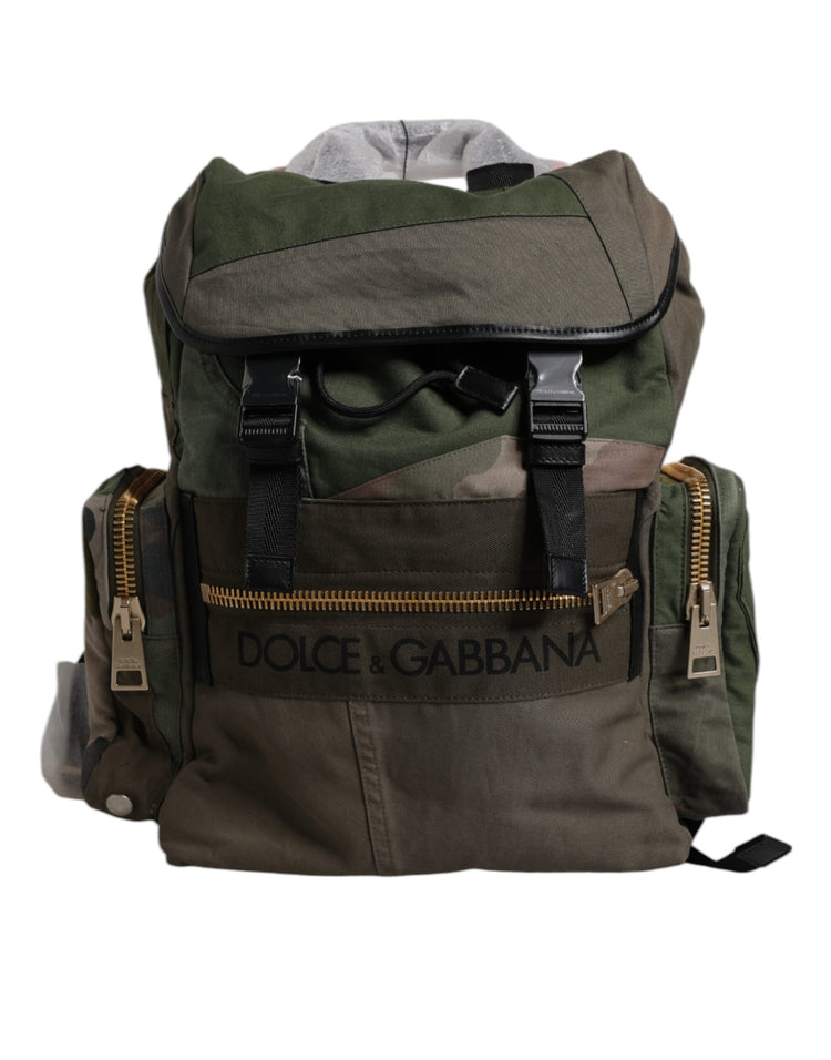 Military Green Patchwork Travel Backpack Bag