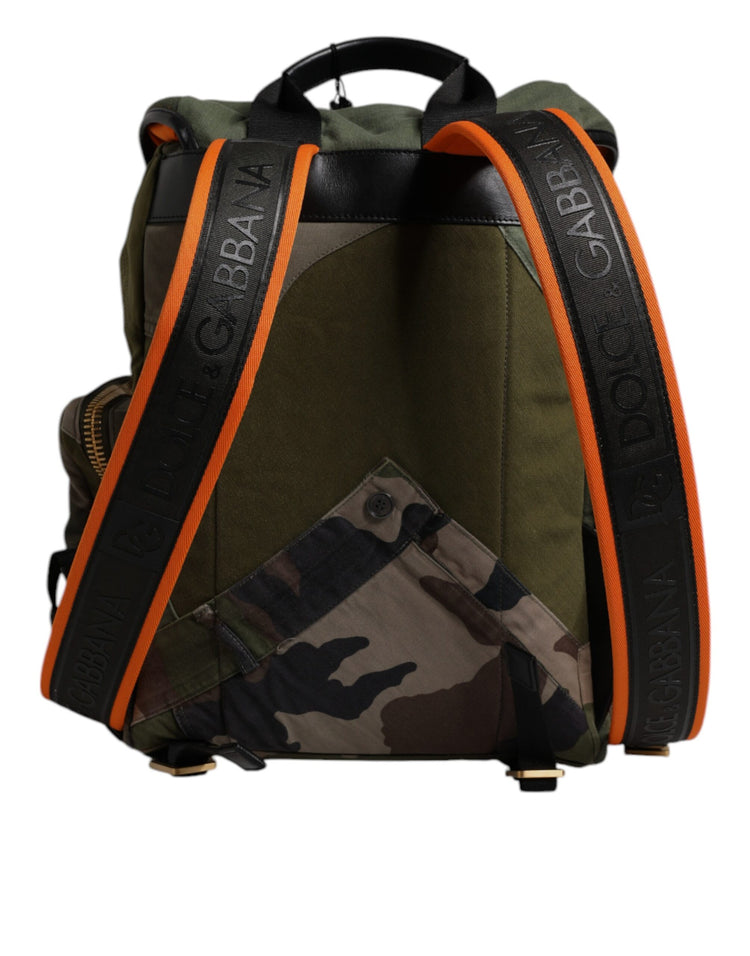 Military Green Patchwork Travel Backpack Bag