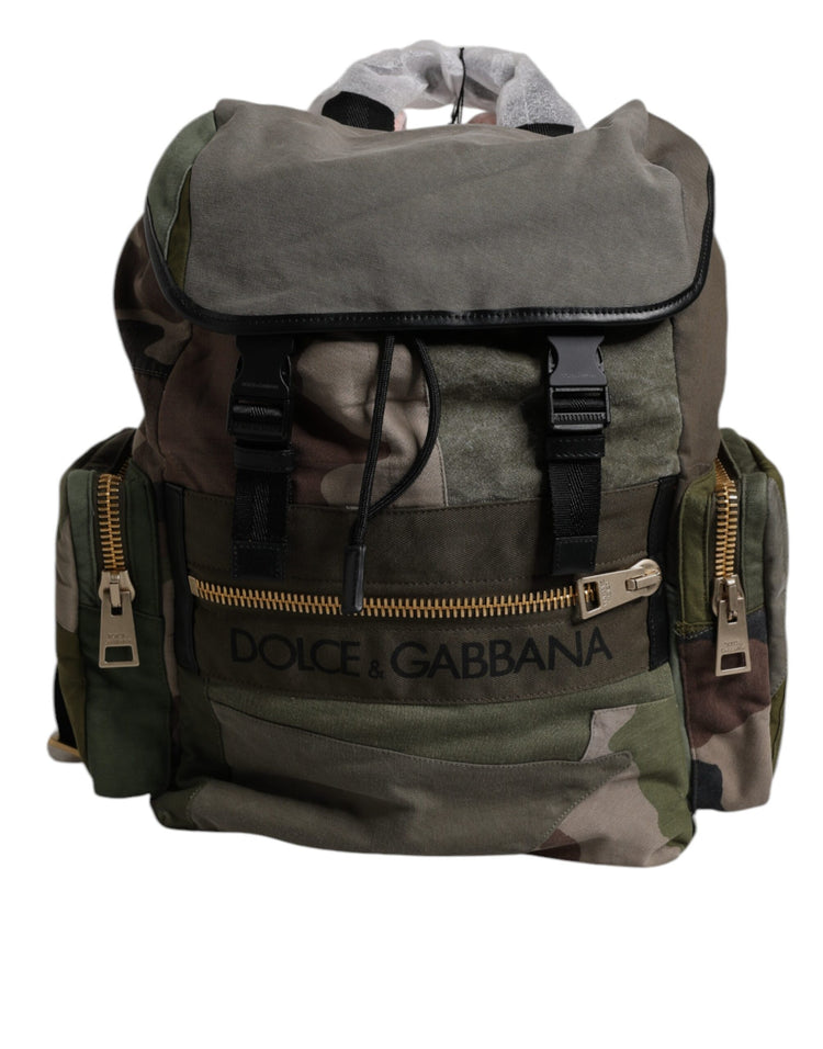 Military Green Patchwork School Backpack Bag