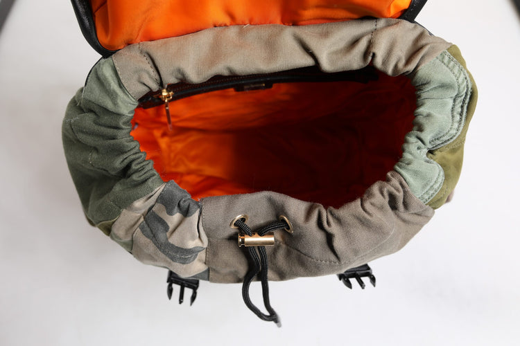 Military Green Patchwork Travel Backpack Bag