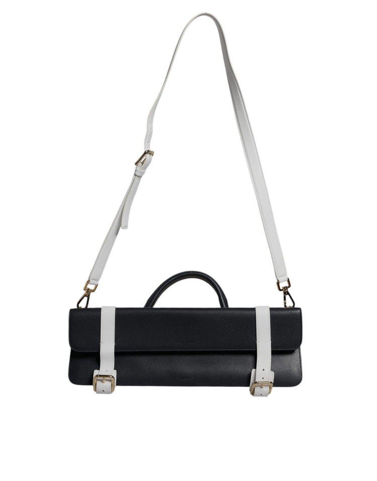 Sac bandoulière en cuir de veau bleu blanc