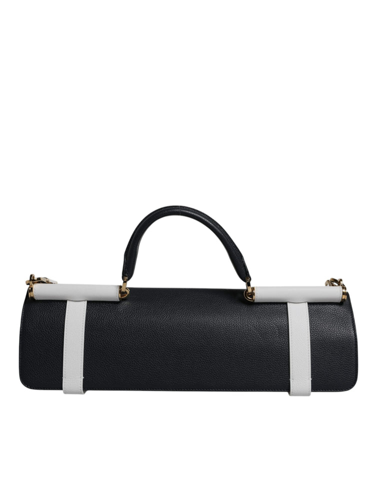 Sac bandoulière en cuir de veau bleu blanc