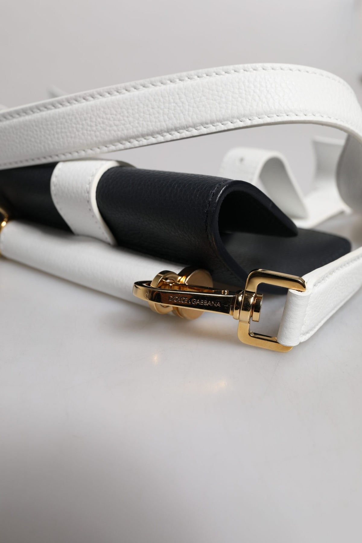Sac bandoulière en cuir de veau bleu blanc