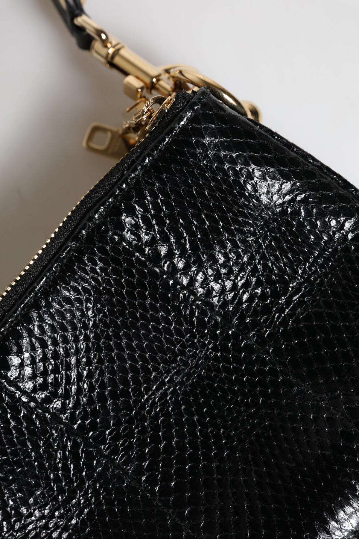 Black Exotic Leather Shoulder Sling Clutch Bag