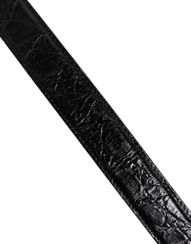 Black Alligator Leather Bag Shoulder Strap