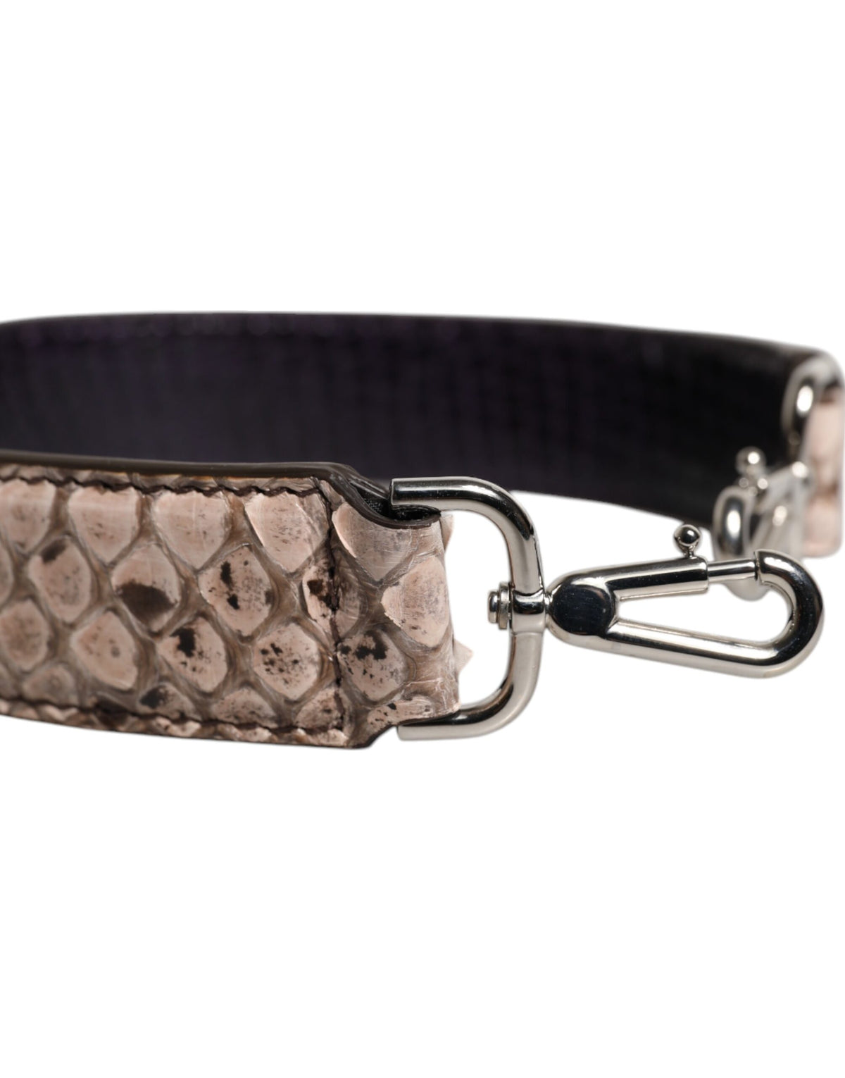 Black Cream Exotic Leather Bag Shoulder Strap