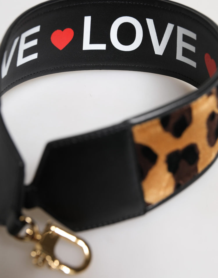 Black Leopard Print Reversible Bag Shoulder Strap