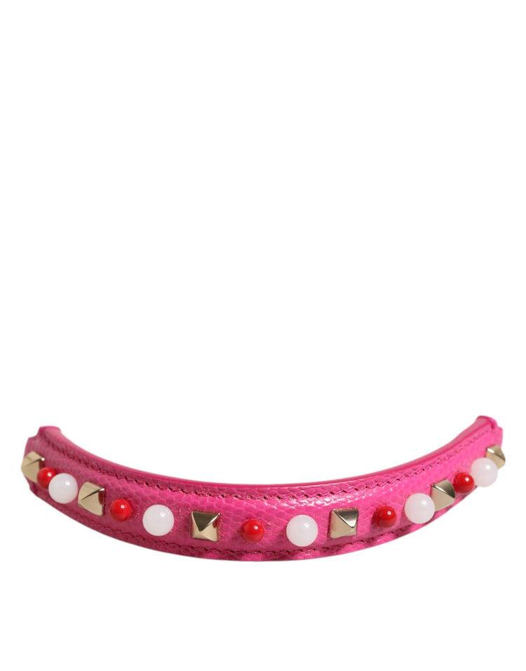 Pink Embellished Leather Bag Handle Women Shoulder Strap