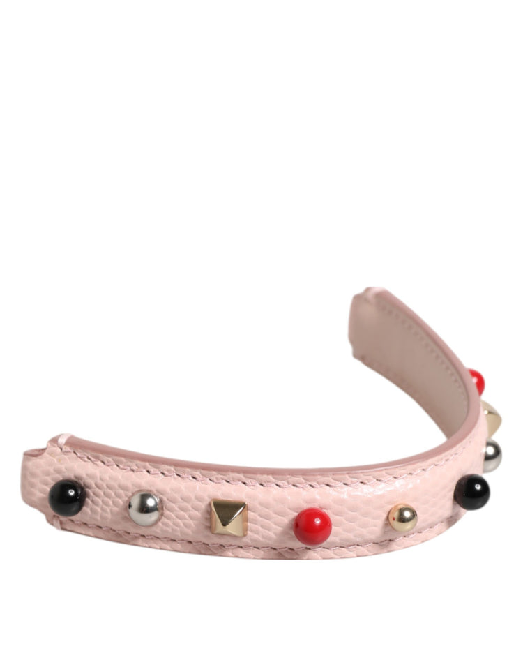 Light Pink Embellished Leather Bag Handle  Shoulder Strap