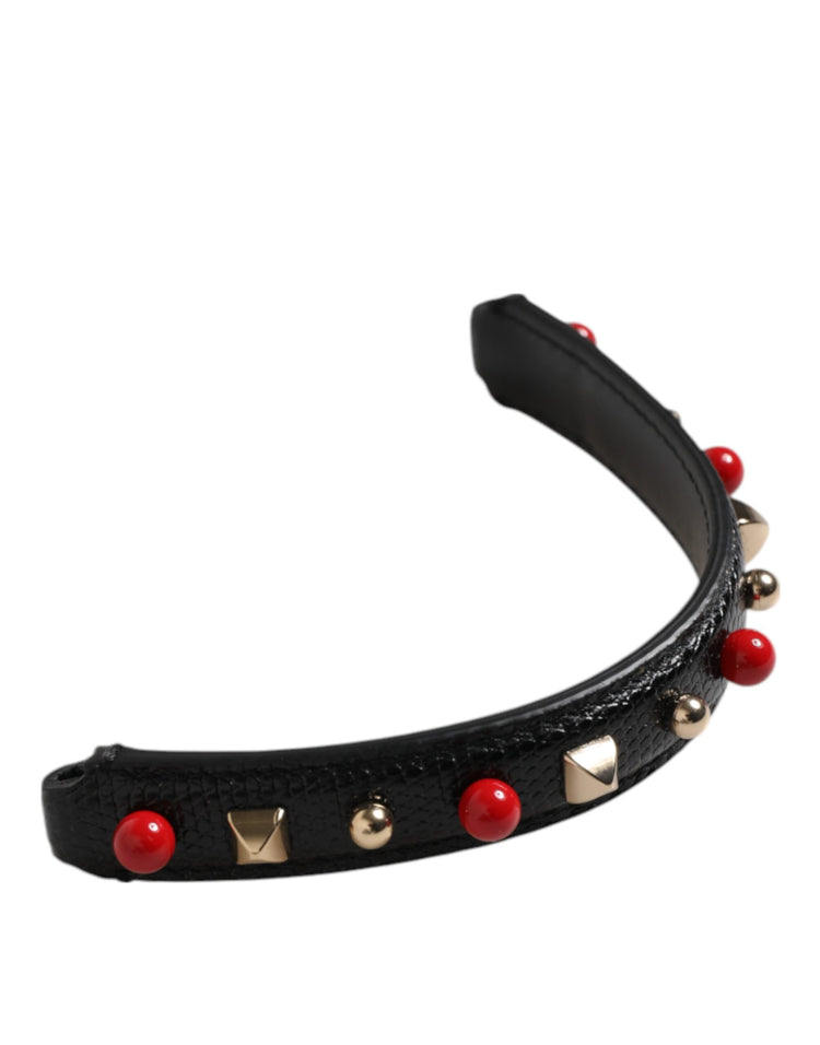 Black Embellished Leather Bag Handle Women Shoulder Strap