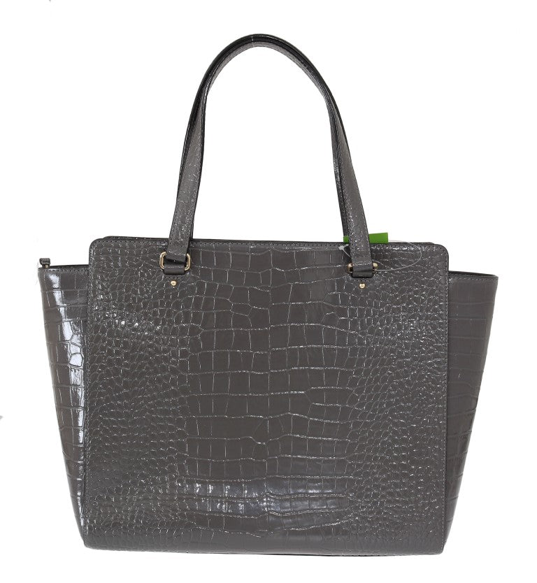 Grey Croc Embossed Leather Elissa Bristol Drive Tote Handbag Bag
