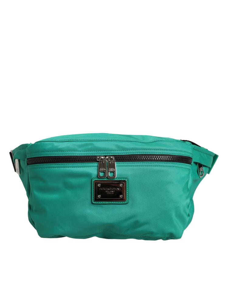 Green Logo Plaque Nylon Waist Fanny Pack Men's Borse Bag