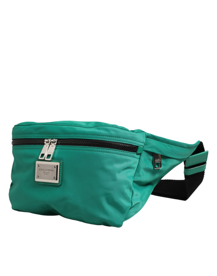 Green Logo Plaque Nylon Waist Fanny Pack Men's Borse Bag